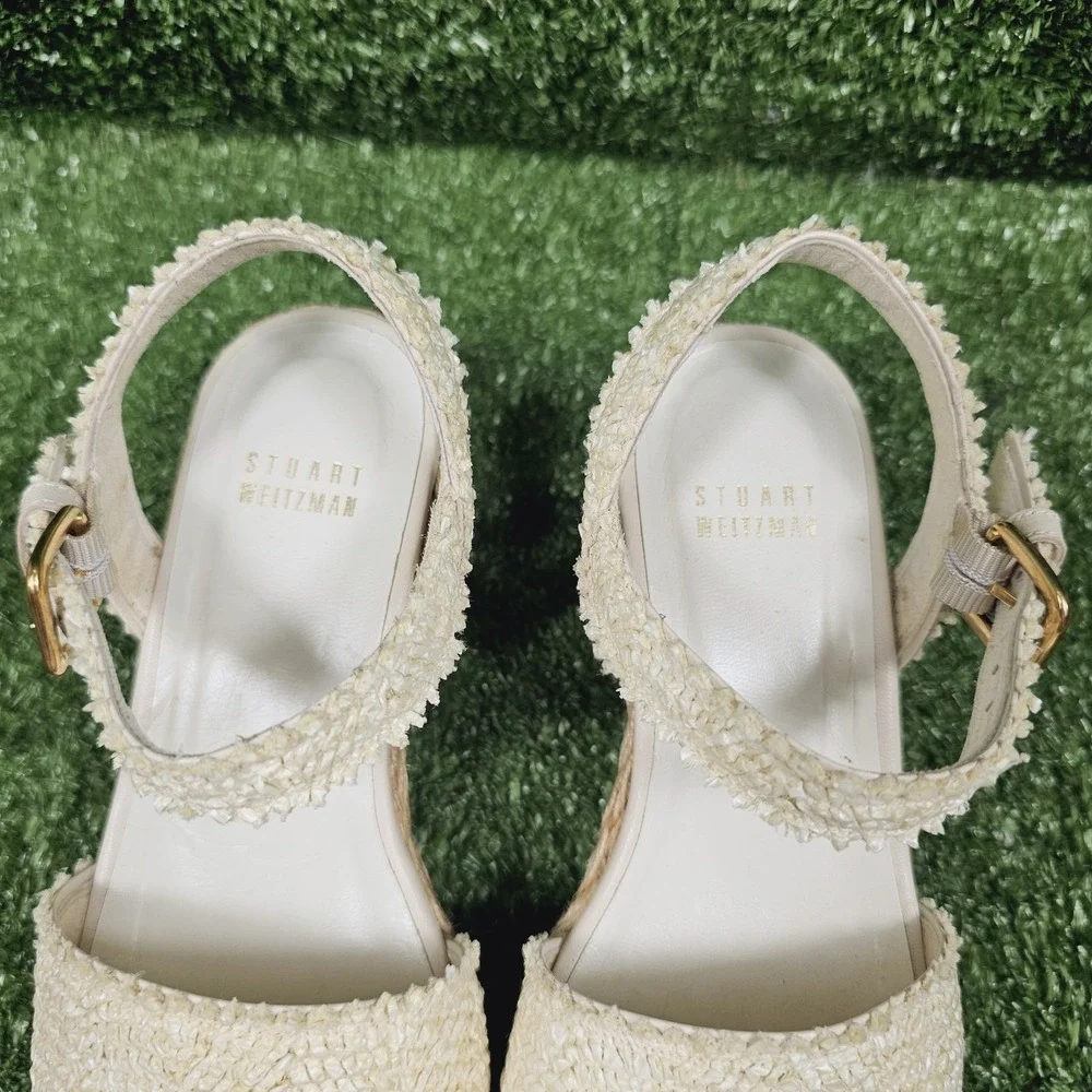 Stuart Weitzman Beige‎ Espadrille Wedge Platform Sandals Womens Size 5 M